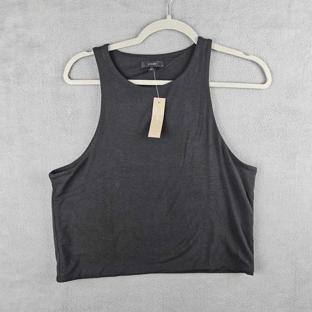 J.crew Black Basic Capsule Wadrobe Layering Crop Tank Top Size XL